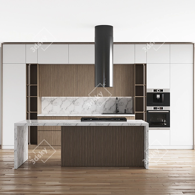 Modern Kitchen 3D Model Set 3D model image 3