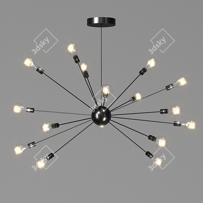 Industrial LED Chandelier Loft Lighting 3D model image 1