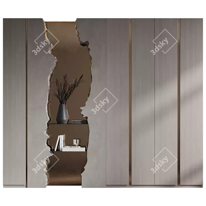 River Wardrobe with Metal Shelves 3D model image 1