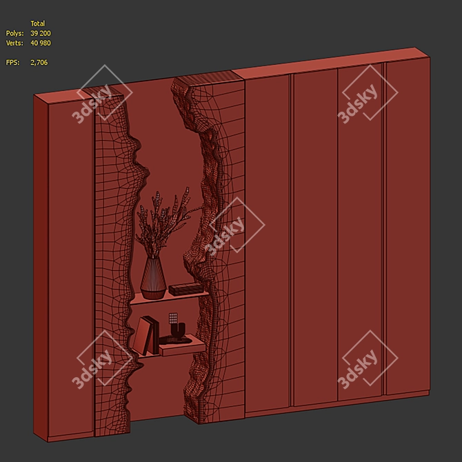 River Wardrobe with Metal Shelves 3D model image 6