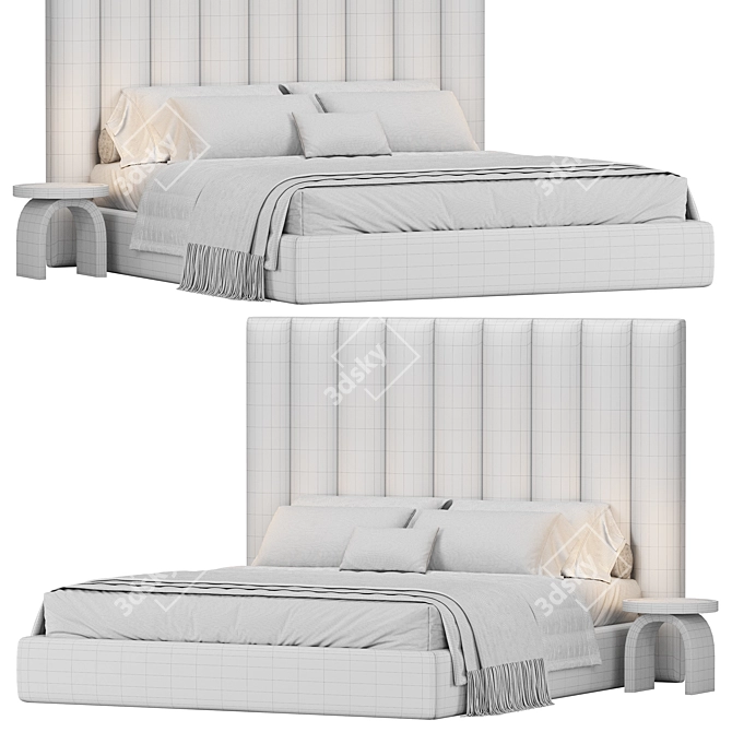 Vertical Channel Fabric Platform Bed 3D model image 5