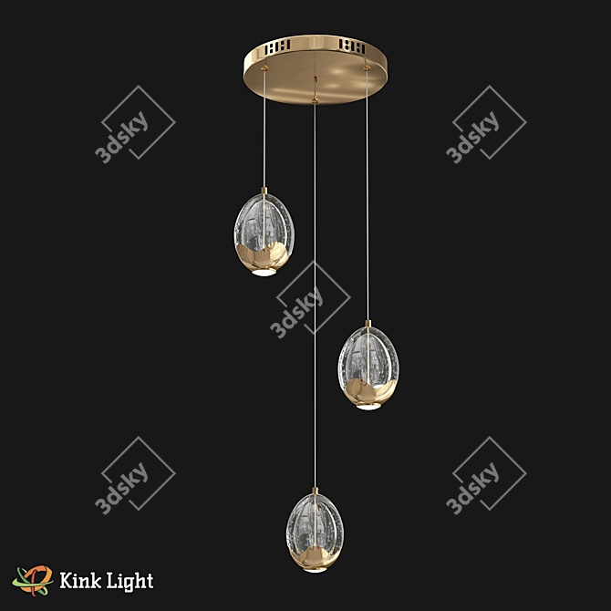 Gold Glass LED Pendant Light 3D model image 1