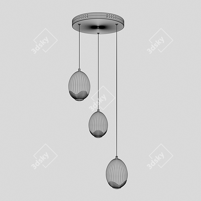 Gold Glass LED Pendant Light 3D model image 3