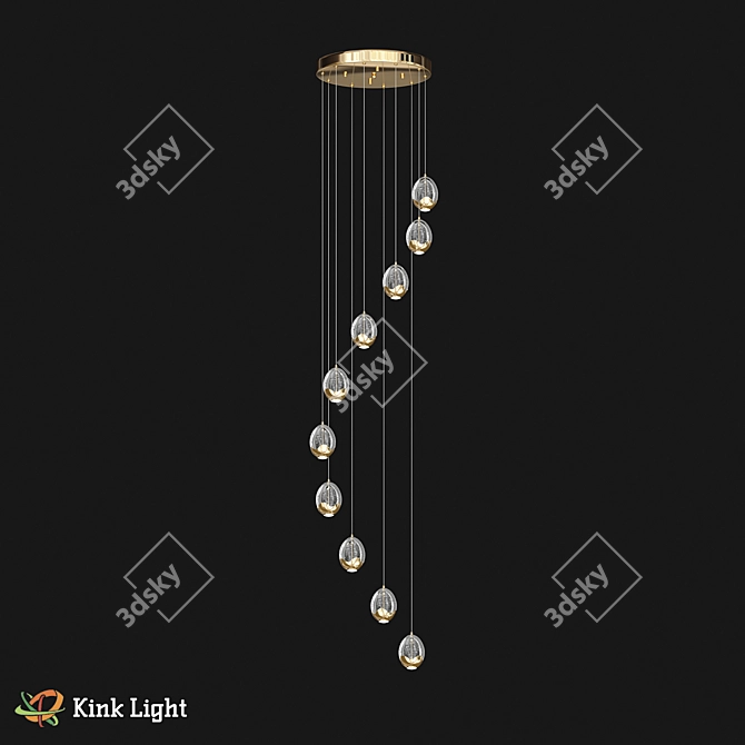 Berti LED Pendant Chandelier Chrome Gold 3D model image 1