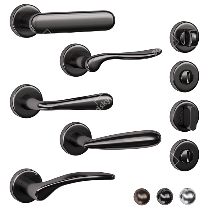 Olivari Door Handles Set, Multiple Finishes 3D model image 1