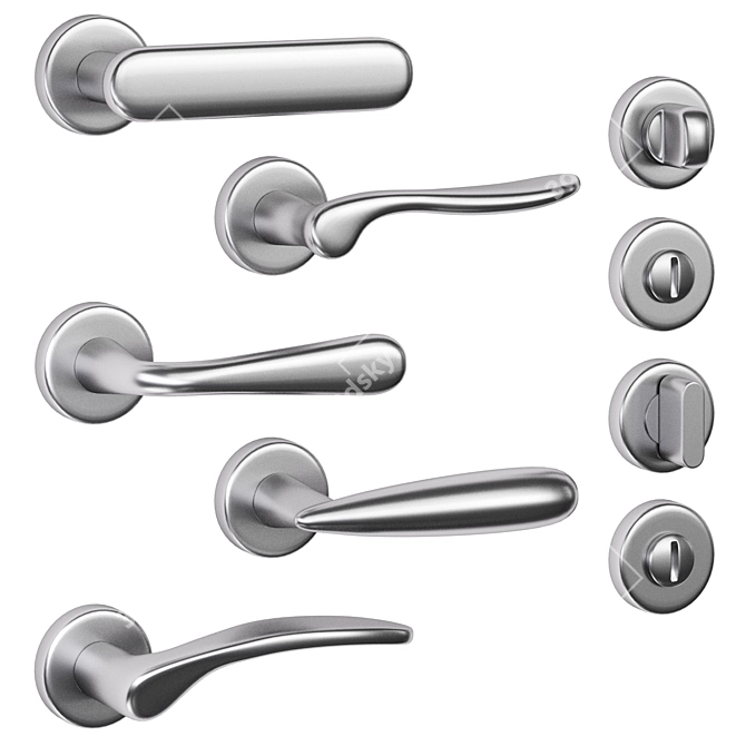 Olivari Door Handles Set, Multiple Finishes 3D model image 3