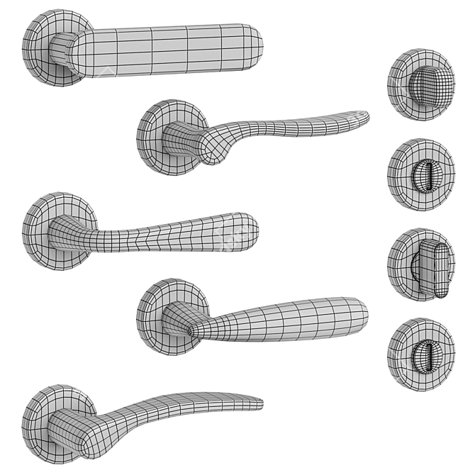 Olivari Door Handles Set, Multiple Finishes 3D model image 4