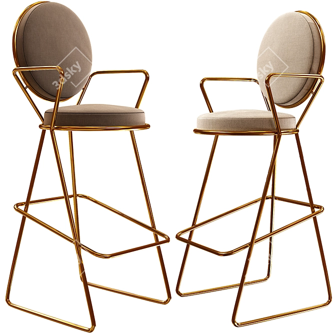 Modern Double Zero Bar Stool 3D model image 1