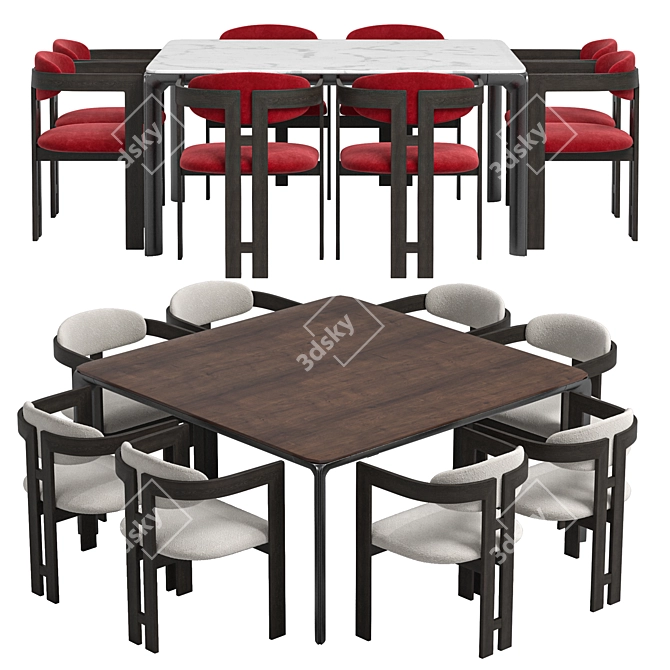 Neo Velvet Armchair & HOMEY Table 3D model image 1