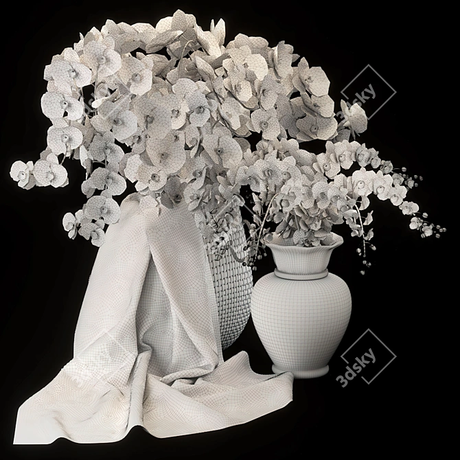 Eastern Orchid Bouquet & Vase 3D model image 4