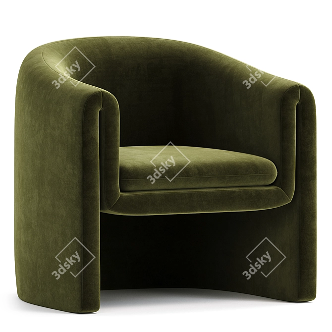 Modern Upholstered Barrel Chair Set 3D model image 1