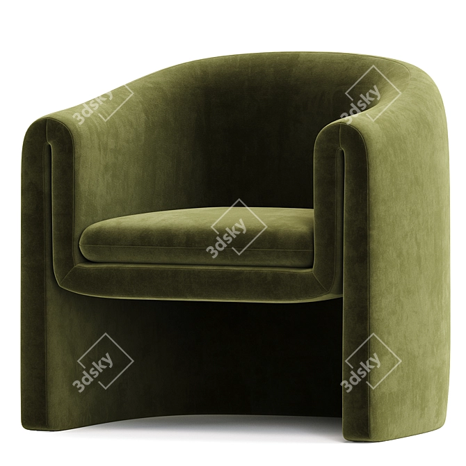 Modern Upholstered Barrel Chair Set 3D model image 3