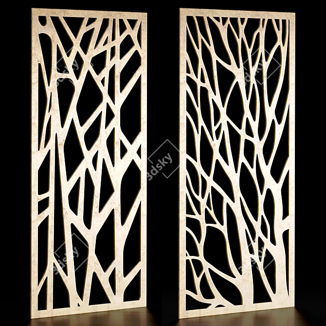 Ornate Carved Wood Panels 3D model image 2