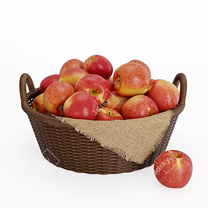 Fruitful Basket, Natural Delight, Apple Appeal 3D model image 1