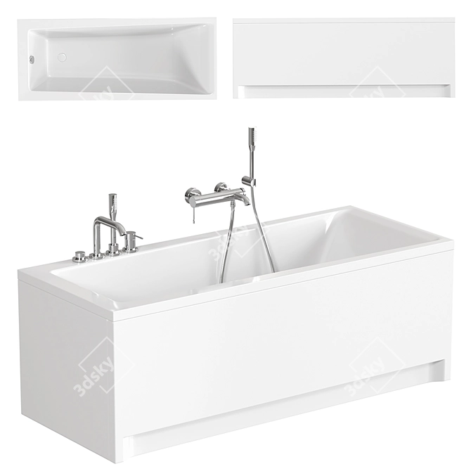 Modern Acrylic Bath LORENA 3D model image 1