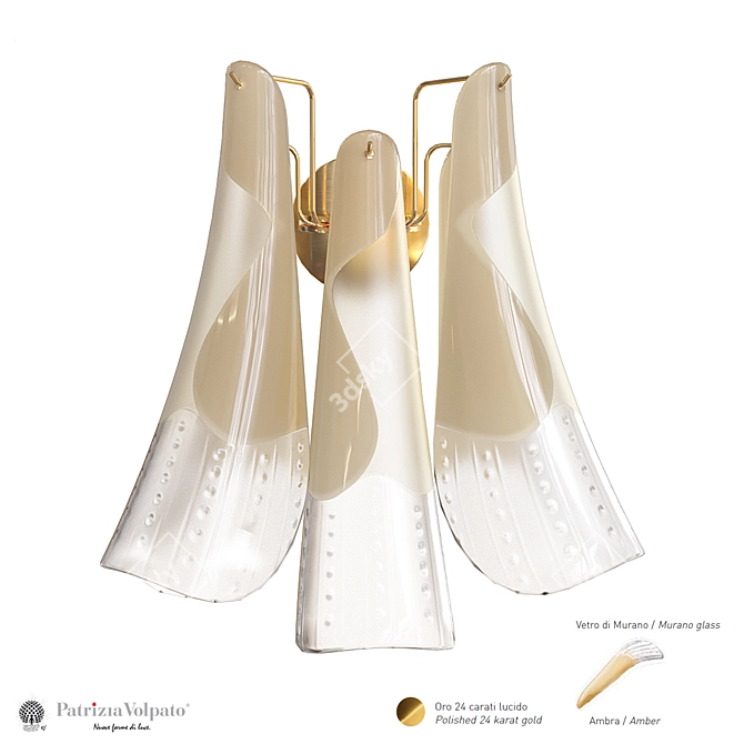 Luxury Murano Glass Floral Wall Sconce 3D model image 4