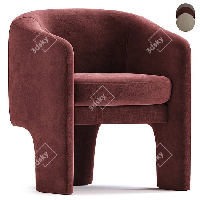 Comfort Collection Armchair in Grey 3D model image 2