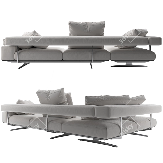 Elegant Flexform Wing Sofa 3D model image 2