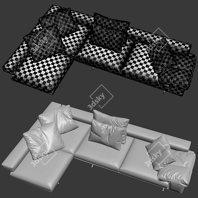 Elegant Flexform Wing Sofa 3D model image 4