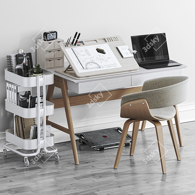 Modern Office Furniture Set 3D model image 4