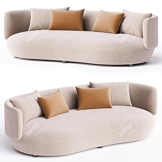 Eco-Friendly 3-Seater Sofa Wentz 3D model image 5