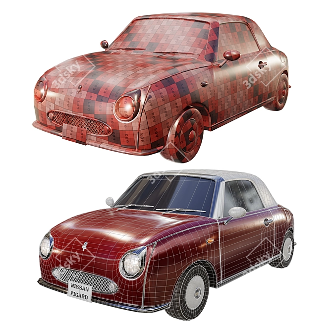 Vintage Nissan Figaro 3D Model 3D model image 2