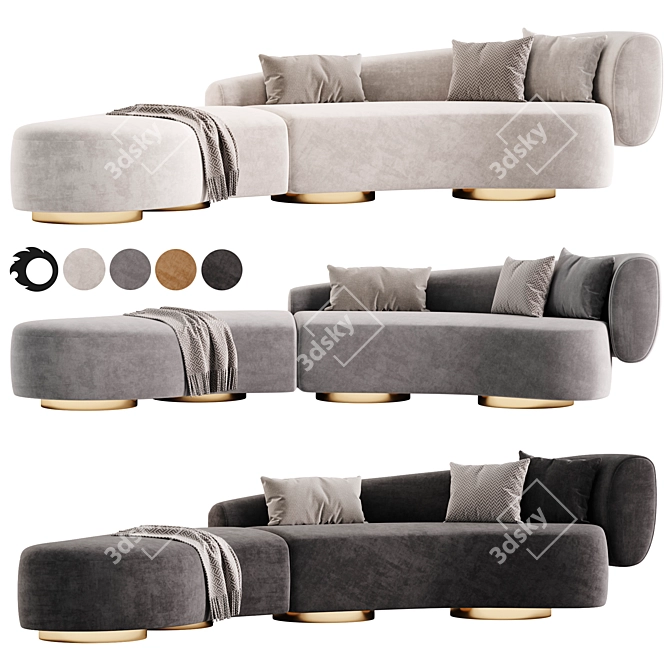 Modern Luxury Repose Chaise Sofa 3D model image 2