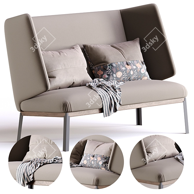 Elegant and Modern High Love Seat 3D model image 1