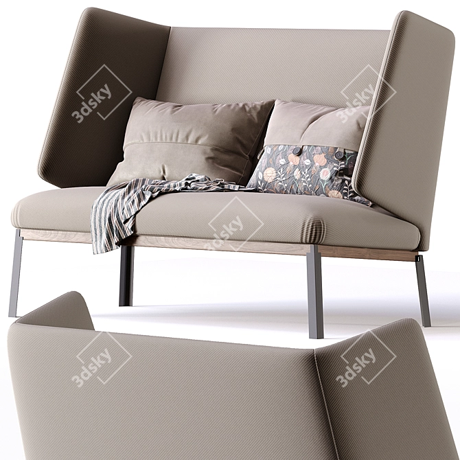 Elegant and Modern High Love Seat 3D model image 2
