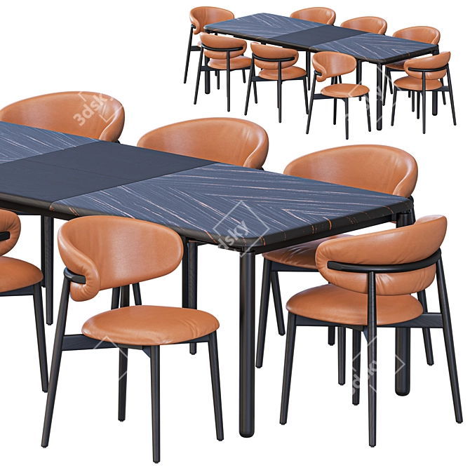 Modern Dining Set Spiga Oleandro 3D model image 2