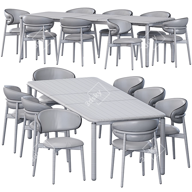 Modern Dining Set Spiga Oleandro 3D model image 3