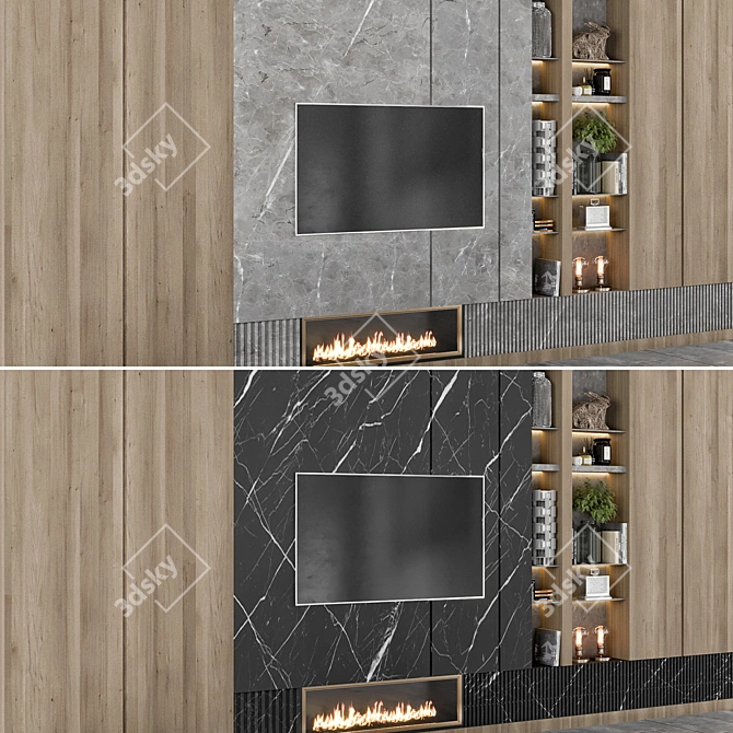  Modern TV Wall Unit Design 3D model image 3