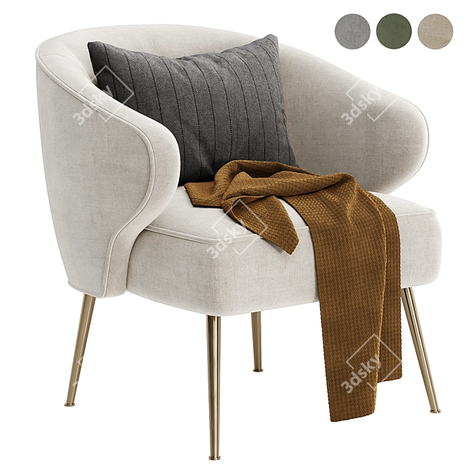 Elegant Tufted Accent Chair, 3 Colors 3D model image 1