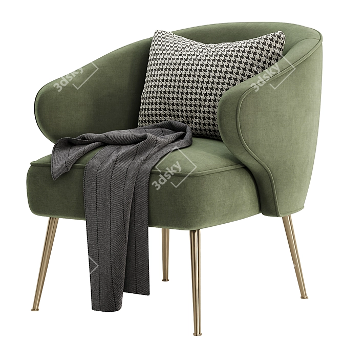 Elegant Tufted Accent Chair, 3 Colors 3D model image 4