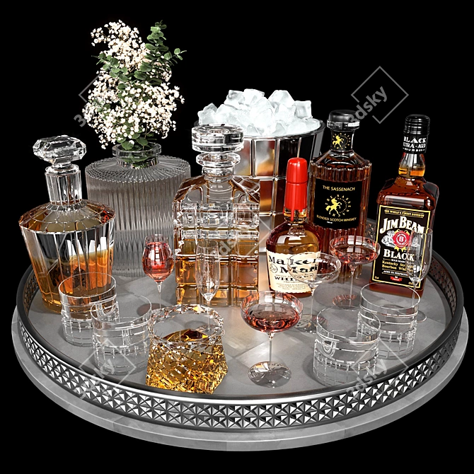 Luxury Whiskey Decanter Set No2 3D model image 1