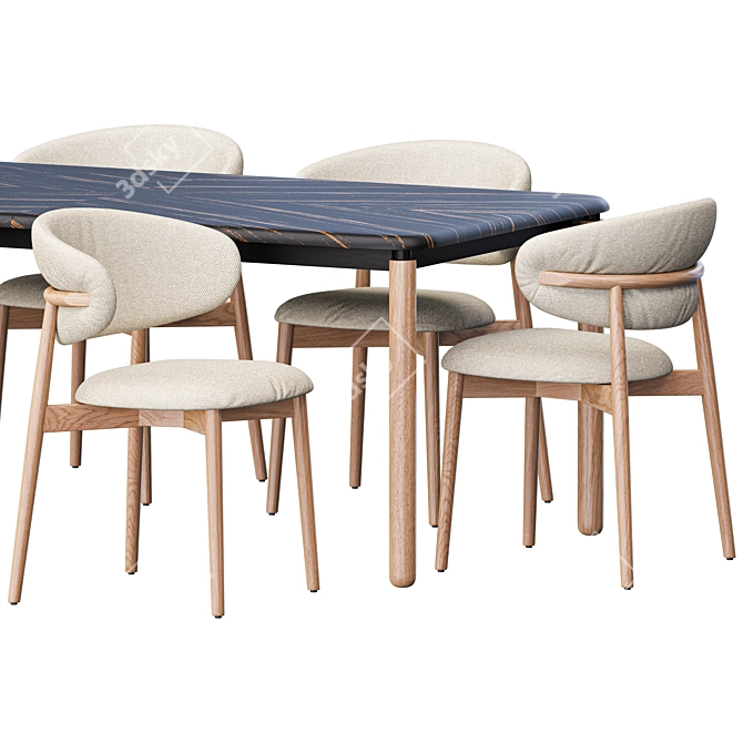 Modern Dining Set with Spiga Table 3D model image 2