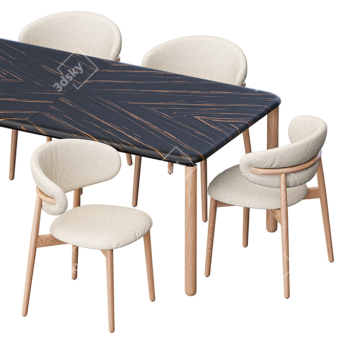 Modern Dining Set with Spiga Table 3D model image 3