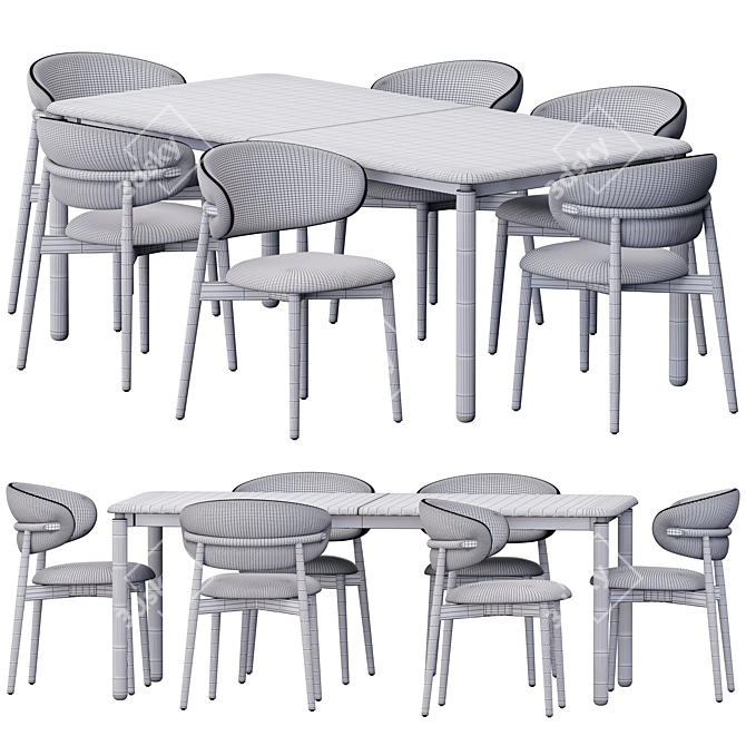 Modern Dining Set with Spiga Table 3D model image 4