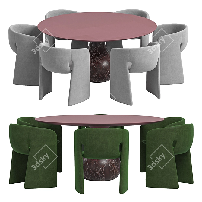 Celeste Aqua Armchair and Table 3D model image 1