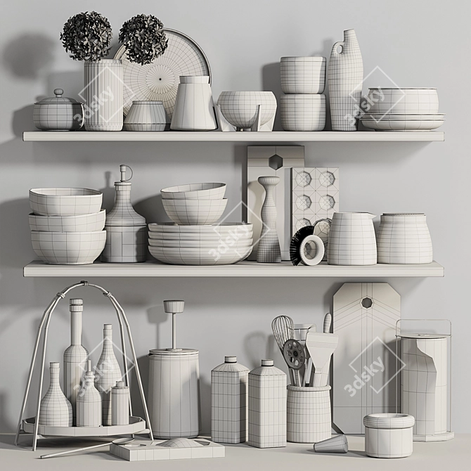 High-Quality Kitchen Accessories Set 3D model image 4