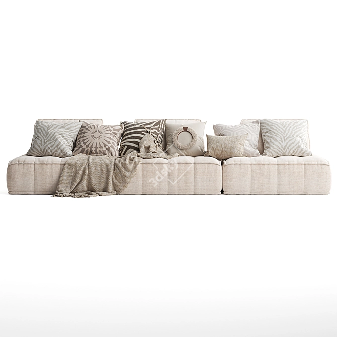 Natural Uniqwa Collins 3-Seater Sofa 3D model image 2