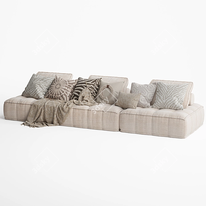 Natural Uniqwa Collins 3-Seater Sofa 3D model image 3