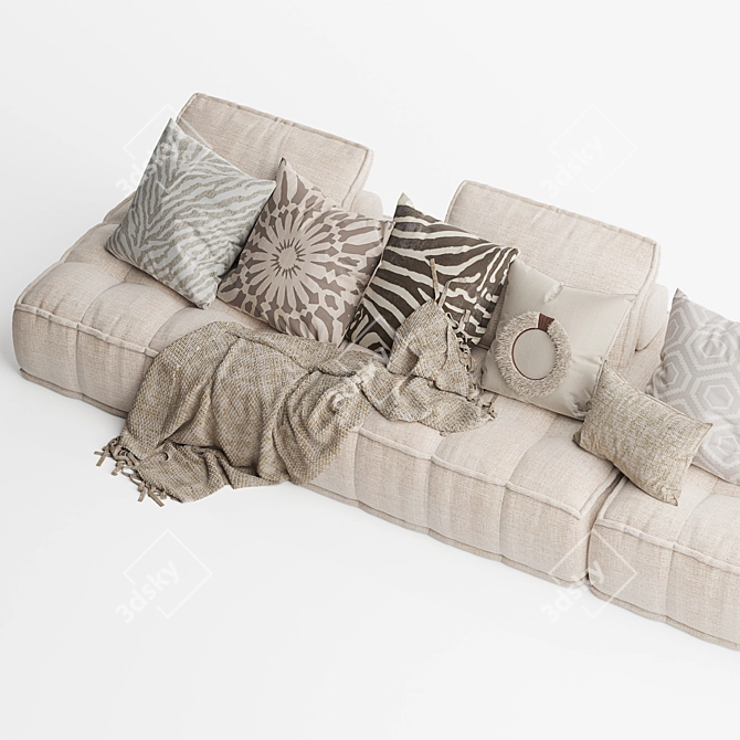 Natural Uniqwa Collins 3-Seater Sofa 3D model image 4