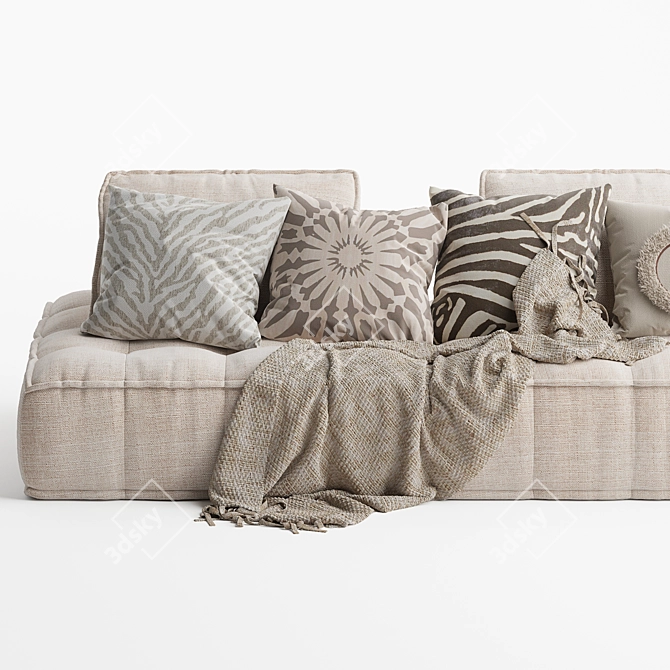 Natural Uniqwa Collins 3-Seater Sofa 3D model image 5