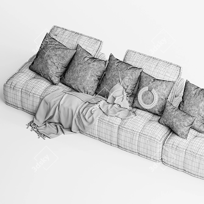 Natural Uniqwa Collins 3-Seater Sofa 3D model image 7