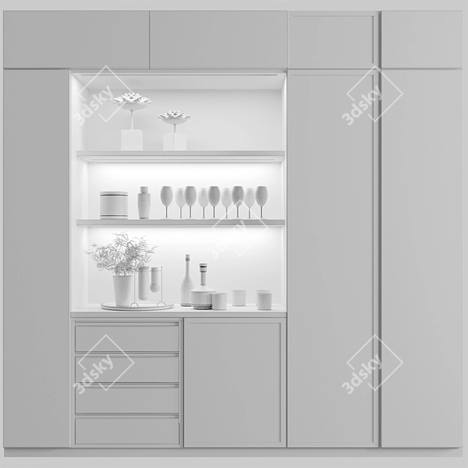 Bar Cabinet with Alcoholic Beverages 3D model image 2