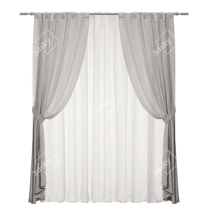 Adaptable Curtain with Tieback 3D model image 1