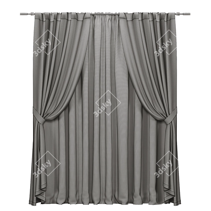 Adaptable Curtain with Tieback 3D model image 3