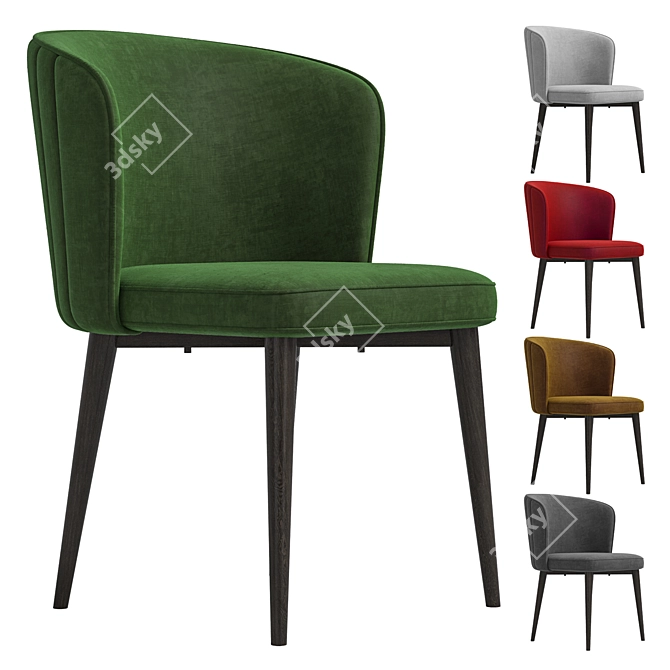 Contemporary Claude Fabric Dining Seating 3D model image 1