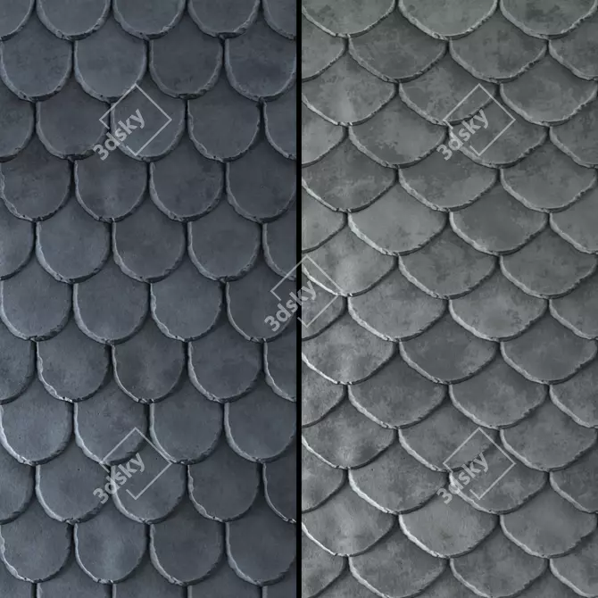 PBR Stone Roof Tile Set 3D model image 3